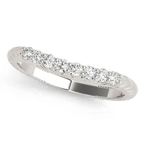 Vintage-Inspired Curved Half Eternity Ring in Gold & Platinum