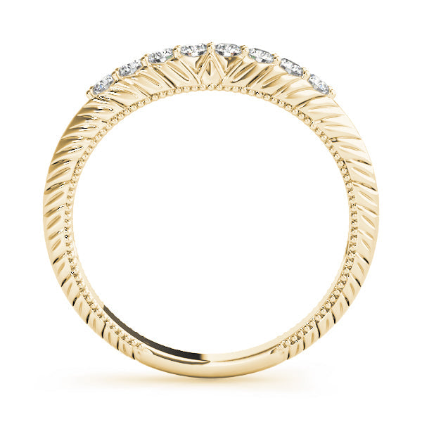 Vintage-Inspired Curved Half Eternity Ring in Gold & Platinum