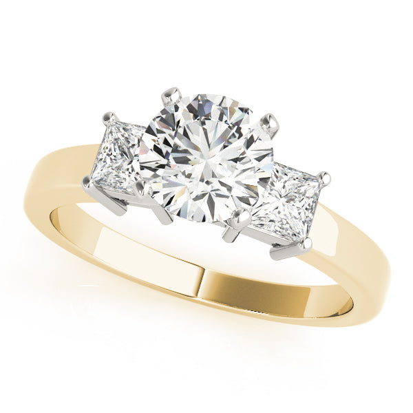 Refined Three-Stone Princess Diamond Engagement Ring in 10K/14K gold and platinum with certified lab-grown or natural diamonds