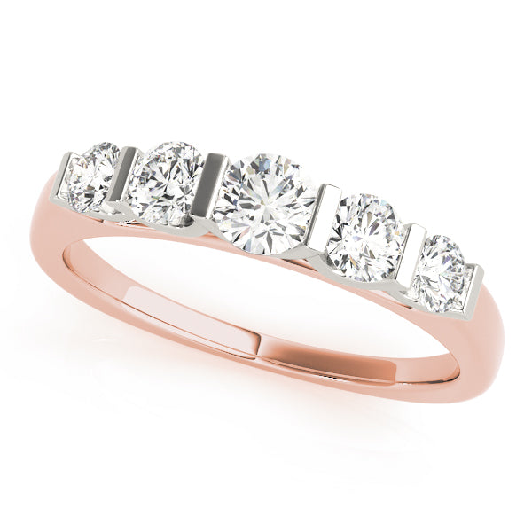 Bar Set Half Eternity Ring in Gold & Platinum