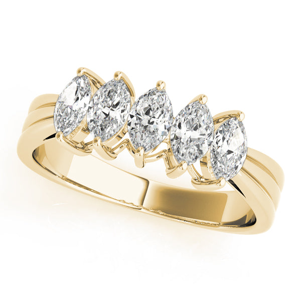 Fancy Marquise Half Eternity Ring in 10K/14K gold and platinum with certified lab-grown or natural diamonds