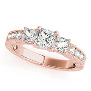 Vintage Princess Diamond Trilogy Ring in 10K/14K gold and platinum with certified lab-grown or natural diamonds