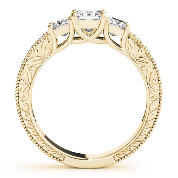 Vintage Princess Diamond Trilogy Ring in 10K/14K gold and platinum with certified lab-grown or natural diamonds