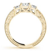 Vintage Princess Diamond Trilogy Ring in 10K/14K gold and platinum with certified lab-grown or natural diamonds