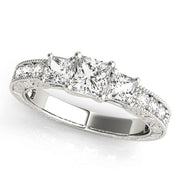 Vintage Princess Diamond Trilogy Ring in 10K/14K gold and platinum with certified lab-grown or natural diamonds