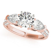 Eternal Three-Stone Pear Diamond Engagement Ring in 10K/14K gold and platinum with certified lab-grown or natural diamonds
