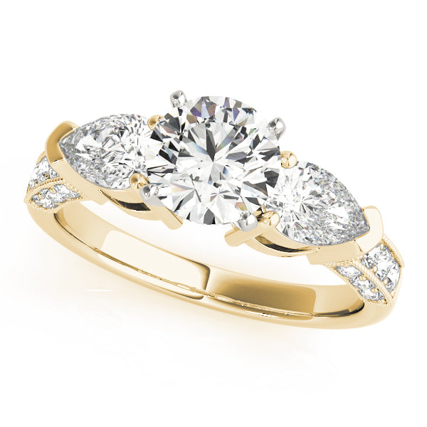 Eternal Three-Stone Pear Diamond Engagement Ring in 10K/14K gold and platinum with certified lab-grown or natural diamonds