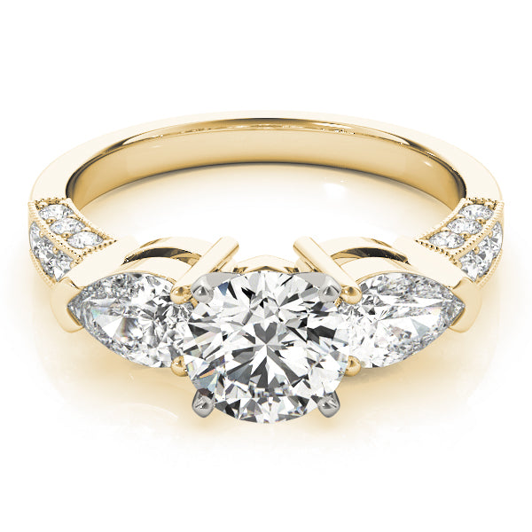 Eternal Three-Stone Pear Diamond Engagement Ring in 10K/14K gold and platinum with certified lab-grown or natural diamonds