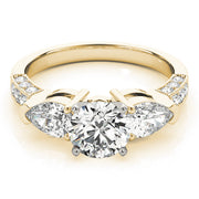 Eternal Three-Stone Pear Diamond Engagement Ring in 10K/14K gold and platinum with certified lab-grown or natural diamonds