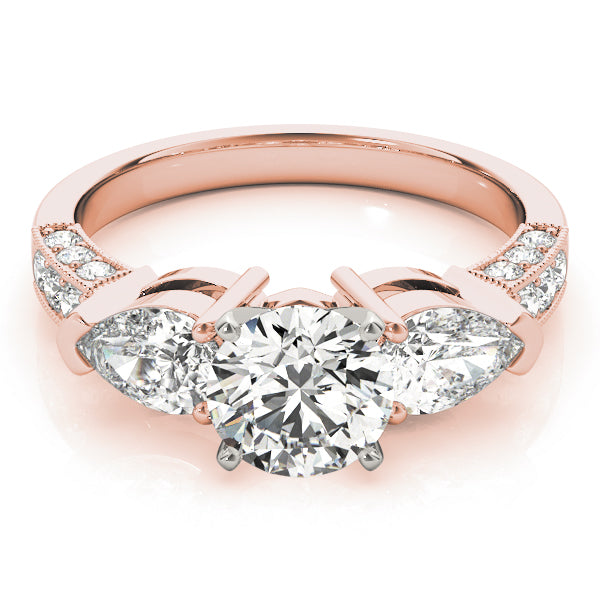 Eternal Three-Stone Pear Diamond Engagement Ring in 10K/14K gold and platinum with certified lab-grown or natural diamonds
