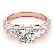 Eternal Three-Stone Pear Diamond Engagement Ring in 10K/14K gold and platinum with certified lab-grown or natural diamonds
