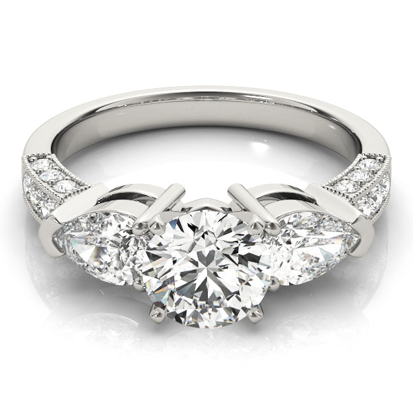 Eternal Three-Stone Pear Diamond Engagement Ring in 10K/14K gold and platinum with certified lab-grown or natural diamonds