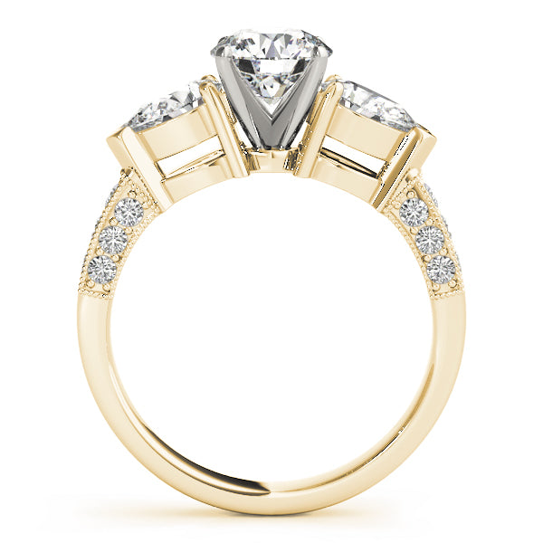 Eternal Three-Stone Pear Diamond Engagement Ring in 10K/14K gold and platinum with certified lab-grown or natural diamonds