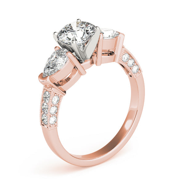 Eternal Three-Stone Pear Diamond Engagement Ring in 10K/14K gold and platinum with certified lab-grown or natural diamonds