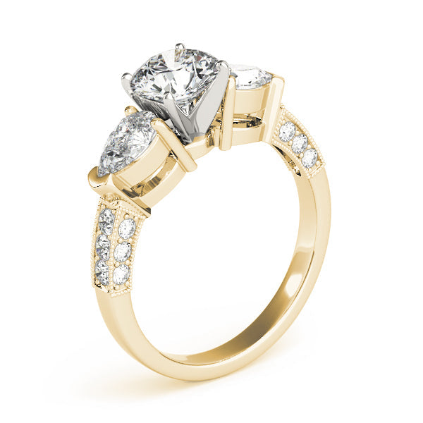 Eternal Three-Stone Pear Diamond Engagement Ring in 10K/14K gold and platinum with certified lab-grown or natural diamonds