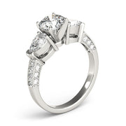 Eternal Three-Stone Pear Diamond Engagement Ring in 10K/14K gold and platinum with certified lab-grown or natural diamonds