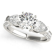 Eternal Three-Stone Pear Diamond Engagement Ring in 10K/14K gold and platinum with certified lab-grown or natural diamonds