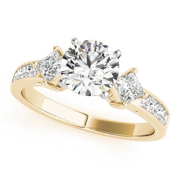Brilliant Cluster Sides Princess Diamond Engagement Ring in 10K/14K gold and platinum with certified lab-grown or natural diamonds