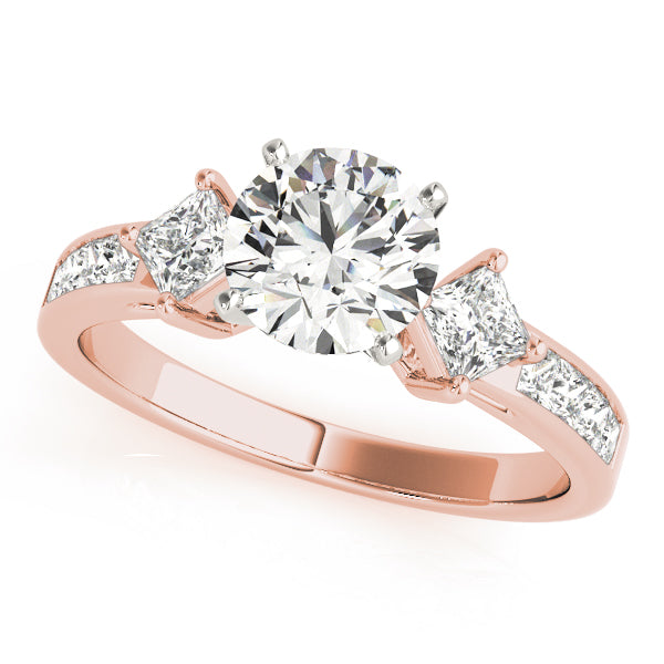 Brilliant Cluster Sides Princess Diamond Engagement Ring in 10K/14K gold and platinum with certified lab-grown or natural diamonds