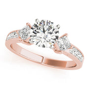 Brilliant Cluster Sides Princess Diamond Engagement Ring in 10K/14K gold and platinum with certified lab-grown or natural diamonds