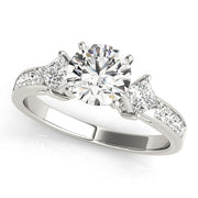 Brilliant Cluster Sides Princess Diamond Engagement Ring in 10K/14K gold and platinum with certified lab-grown or natural diamonds