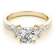 Brilliant Cluster Sides Princess Diamond Engagement Ring in 10K/14K gold and platinum with certified lab-grown or natural diamonds