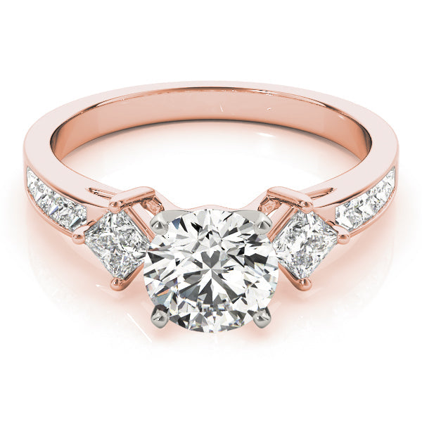 Brilliant Cluster Sides Princess Diamond Engagement Ring in 10K/14K gold and platinum with certified lab-grown or natural diamonds