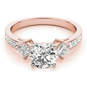 Brilliant Cluster Sides Princess Diamond Engagement Ring in 10K/14K gold and platinum with certified lab-grown or natural diamonds