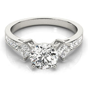 Brilliant Cluster Sides Princess Diamond Engagement Ring in 10K/14K gold and platinum with certified lab-grown or natural diamonds