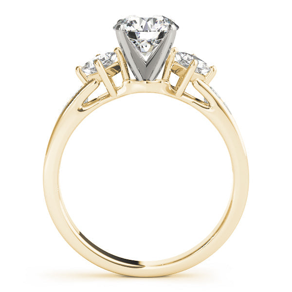 Brilliant Cluster Sides Princess Diamond Engagement Ring in 10K/14K gold and platinum with certified lab-grown or natural diamonds