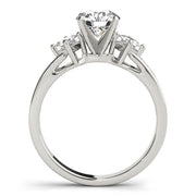 Brilliant Cluster Sides Princess Diamond Engagement Ring in 10K/14K gold and platinum with certified lab-grown or natural diamonds