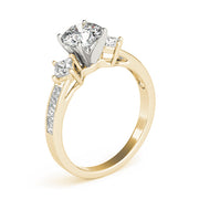 Brilliant Cluster Sides Princess Diamond Engagement Ring in 10K/14K gold and platinum with certified lab-grown or natural diamonds