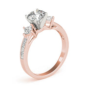 Brilliant Cluster Sides Princess Diamond Engagement Ring in 10K/14K gold and platinum with certified lab-grown or natural diamonds