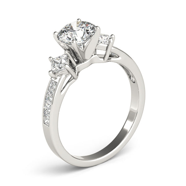 Brilliant Cluster Sides Princess Diamond Engagement Ring in 10K/14K gold and platinum with certified lab-grown or natural diamonds