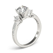 Brilliant Cluster Sides Princess Diamond Engagement Ring in 10K/14K gold and platinum with certified lab-grown or natural diamonds