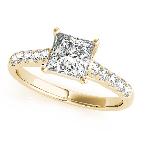 Graceful Trellis Princess Diamond Engagement Ring in 10K/14K gold and platinum with certified lab-grown or natural diamonds
