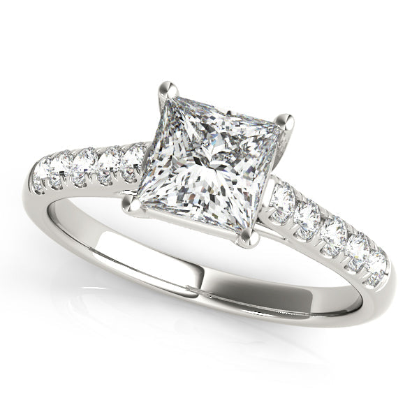 Graceful Trellis Princess Diamond Engagement Ring in 10K/14K gold and platinum with certified lab-grown or natural diamonds