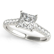 Graceful Trellis Princess Diamond Engagement Ring in 10K/14K gold and platinum with certified lab-grown or natural diamonds