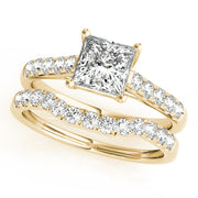 Graceful Trellis Princess Diamond Engagement Ring in 10K/14K gold and platinum with certified lab-grown or natural diamonds