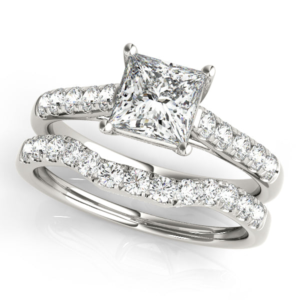 Graceful Trellis Princess Diamond Engagement Ring in 10K/14K gold and platinum with certified lab-grown or natural diamonds