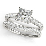 Graceful Trellis Princess Diamond Engagement Ring in 10K/14K gold and platinum with certified lab-grown or natural diamonds