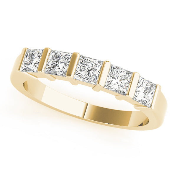Fancy Princess Half Eternity Ring in 10K/14K gold and platinum with certified lab-grown or natural diamonds