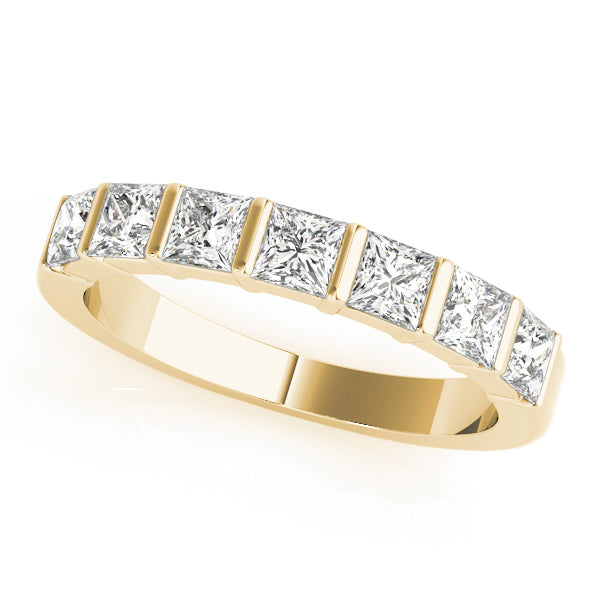 Fancy Princess Half Eternity Ring in 10K/14K gold and platinum with certified lab-grown or natural diamonds
