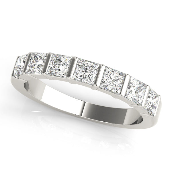 Fancy Princess Half Eternity Ring in Gold & Platinum