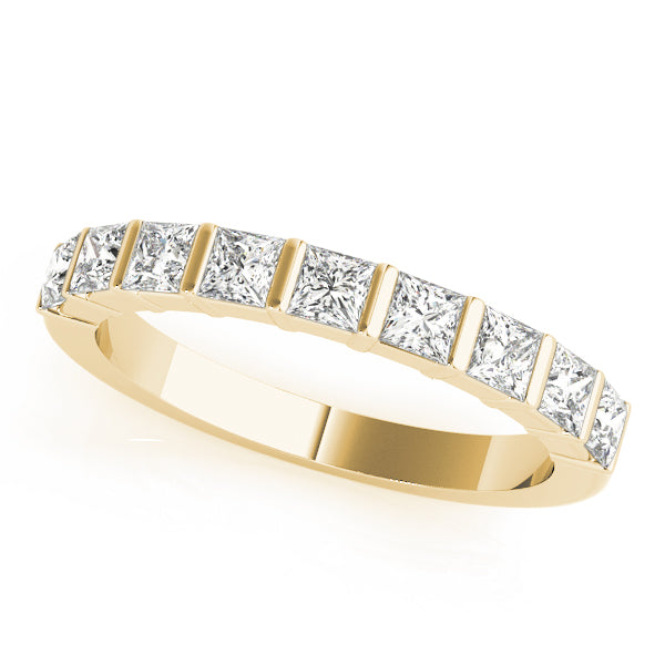 Fancy Princess Half Eternity Ring in 10K/14K gold and platinum with certified lab-grown or natural diamonds