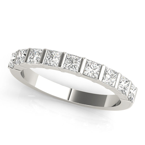 Fancy Princess Half Eternity Ring in Gold & Platinum