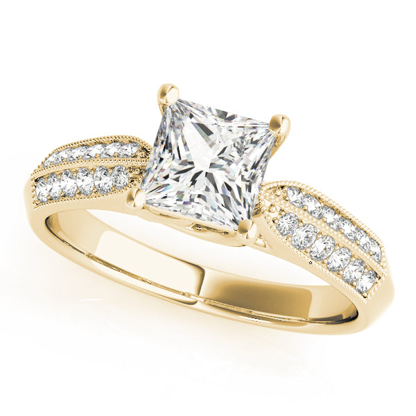 Artisan Trellis Princess Diamond Engagement Ring in 10K/14K gold and platinum with certified lab-grown or natural diamonds
