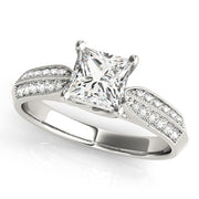 Artisan Trellis Princess Diamond Engagement Ring in 10K/14K gold and platinum with certified lab-grown or natural diamonds