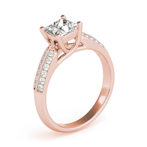 Artisan Trellis Princess Diamond Engagement Ring in 10K/14K gold and platinum with certified lab-grown or natural diamonds