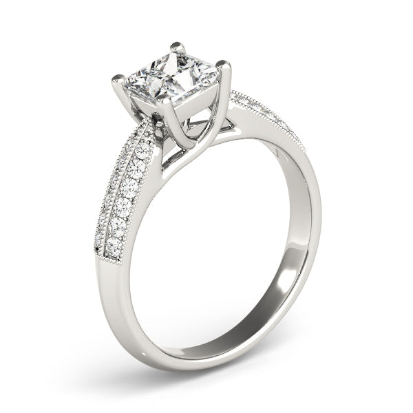 Artisan Trellis Princess Diamond Engagement Ring in 10K/14K gold and platinum with certified lab-grown or natural diamonds